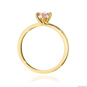 Pierścionek W0535 Diament Laboratoryjny różowy 0,50ct żółte złoto 375