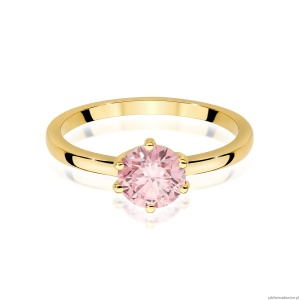 Pierścionek W0535 Diament Laboratoryjny różowy 1,00ct żółte złoto 375