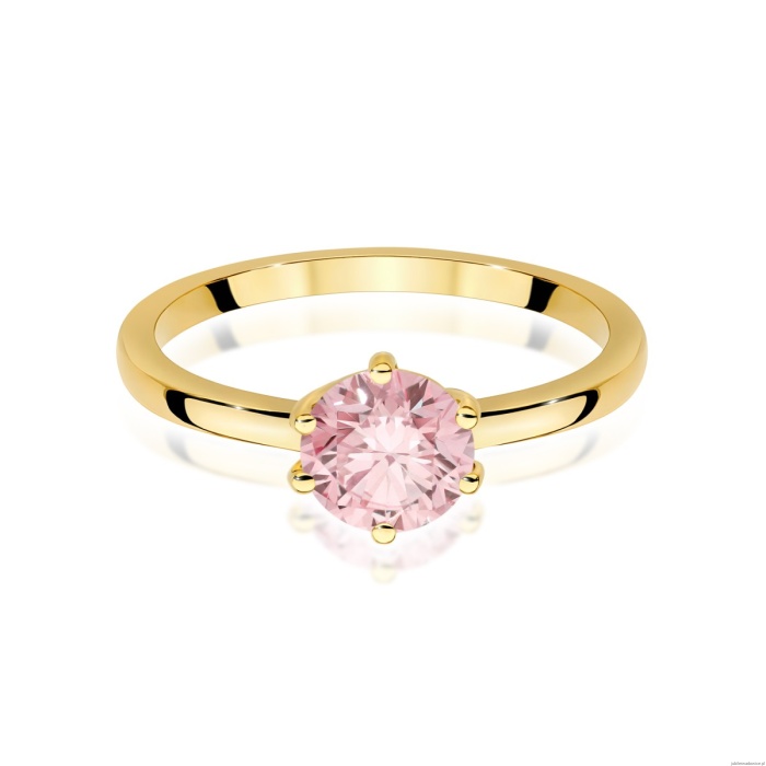 Pierścionek W0535 Diament Laboratoryjny różowy 1,00ct żółte złoto 375
