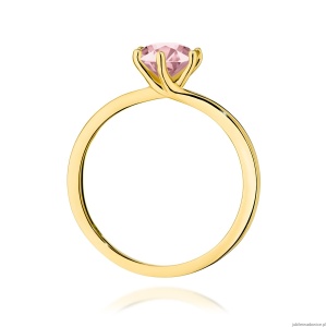 Pierścionek W0535 Diament Laboratoryjny różowy 1,00ct żółte złoto 375