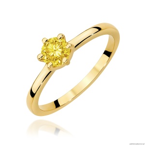 Pierścionek W0535 Diament Laboratoryjny żółty 0,50ct żółte złoto 375