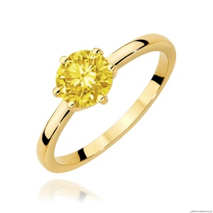 Pierścionek W0535 Diament Laboratoryjny żółty 1,00ct żółte złoto 375