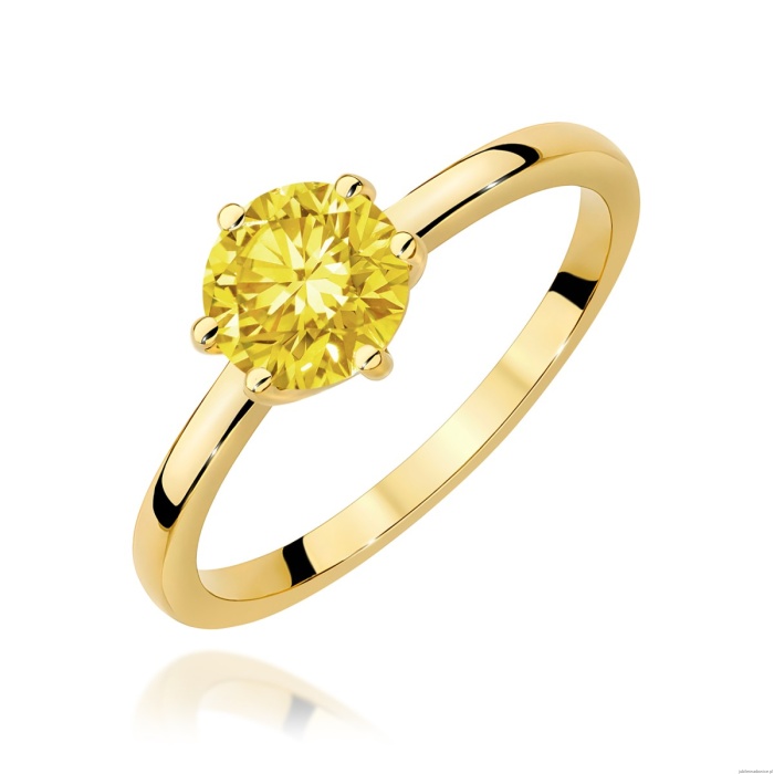 Pierścionek W0535 Diament Laboratoryjny żółty 1,00ct żółte złoto 375