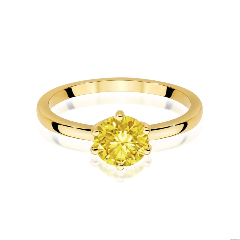 Pierścionek W0535 Diament Laboratoryjny żółty 1,00ct żółte złoto 375