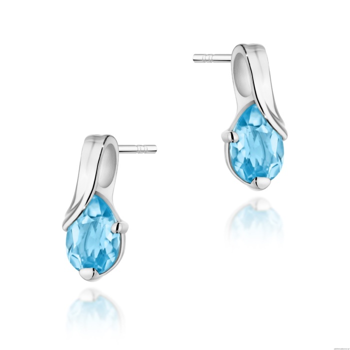 Kolczyki K0578 Topaz 2 x 0.90ct białe złoto
