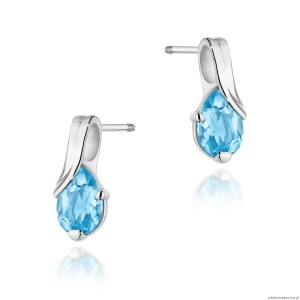Kolczyki K0578 Topaz 2 x 0.90ct białe złoto sztyft zakręcany