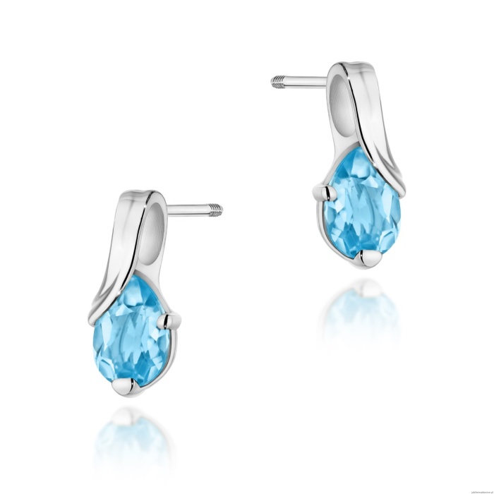 Kolczyki K0578 Topaz 2 x 0.90ct białe złoto sztyft zakręcany
