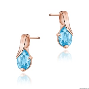 Kolczyki K0578 Topaz 2 x 0.90ct różowe złoto sztyft zakręcany