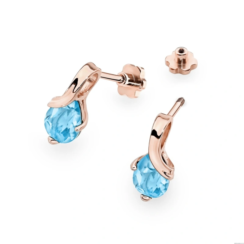 Kolczyki K0578 Topaz 2 x 0.90ct różowe złoto sztyft zakręcany