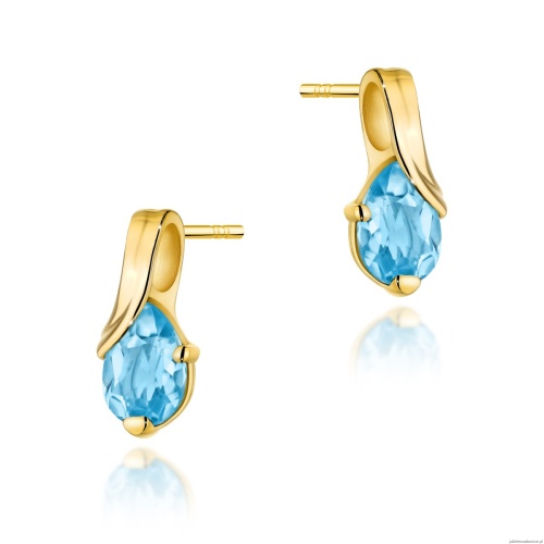 Kolczyki K0578 Topaz 2 x 0.90ct żółte złoto