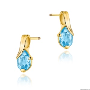 Kolczyki K0578 Topaz 2 x 0.90ct żółte złoto sztyft zakręcany