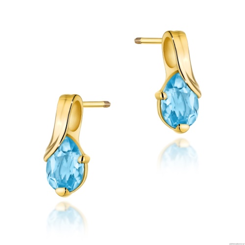 Kolczyki K0578 Topaz 2 x 0.90ct żółte złoto sztyft zakręcany