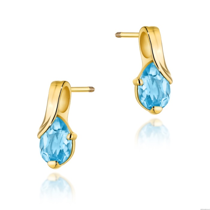 Kolczyki K0578 Topaz 2 x 0.90ct żółte złoto sztyft zakręcany