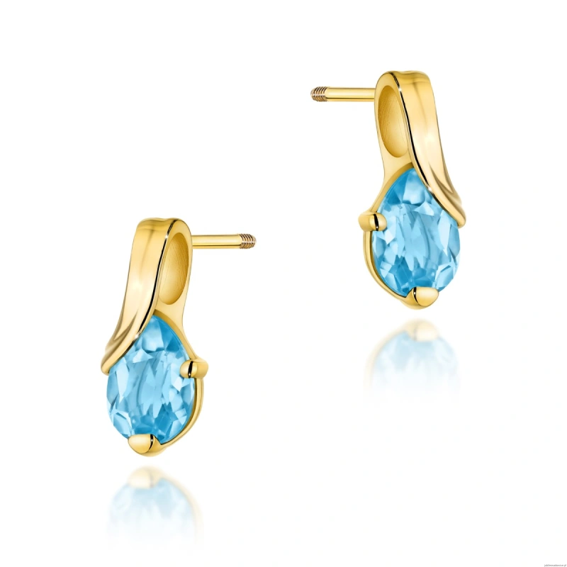 Kolczyki K0578 Topaz 2 x 0.90ct żółte złoto sztyft zakręcany
