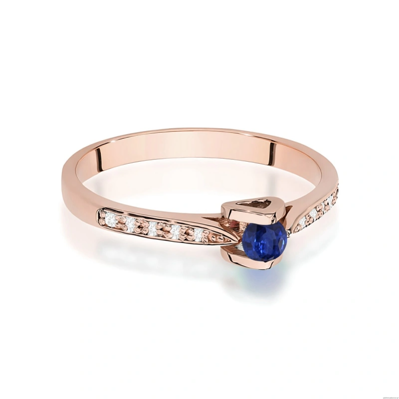 Pierścionek W0435 Szafir 0,15ct różowe złoto