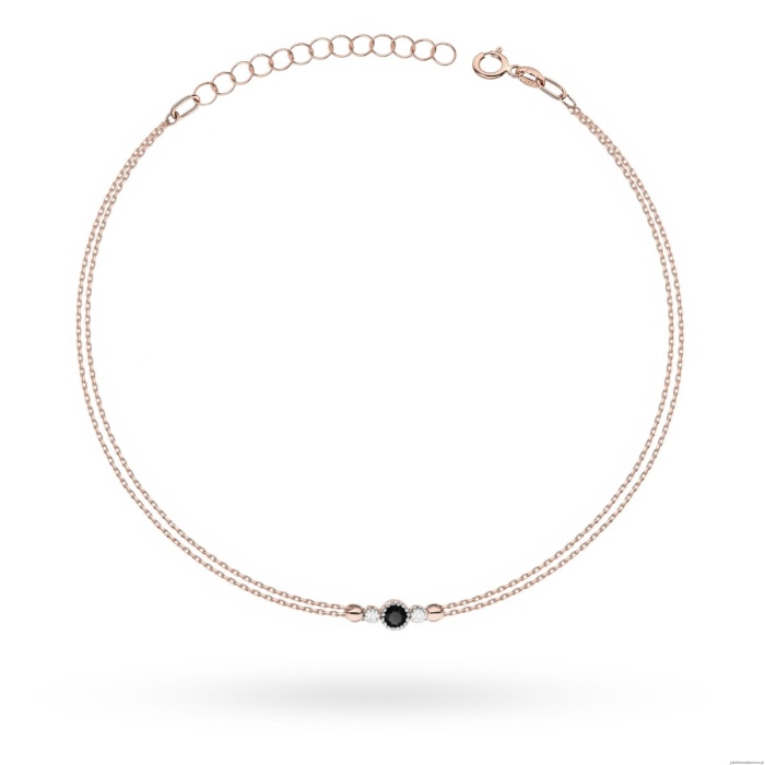 Bransoletka B0003 Czarny Diament 0,12ct różowe złoto