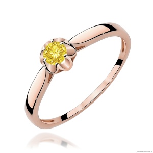 Pierścionek W0062 Diament Laboratoryjny żółty 0,15ct różowe złoto