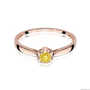 Pierścionek W0062 Diament Laboratoryjny żółty 0,15ct różowe złoto