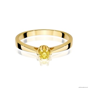 Pierścionek W0295 Diament Laboratoryjny żółty 0,15ct żółte złoto