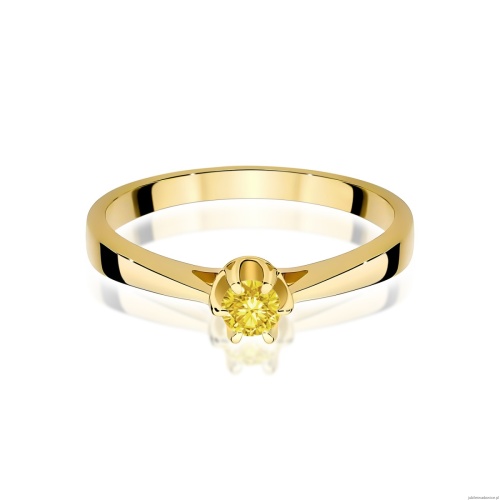 Pierścionek W0295 Diament Laboratoryjny żółty 0,15ct żółte złoto