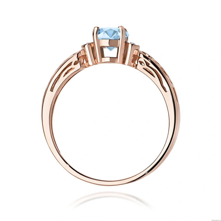 Pierścionek W0014 Diament Laboratoryjny niebieski 0,50ct różowe złoto