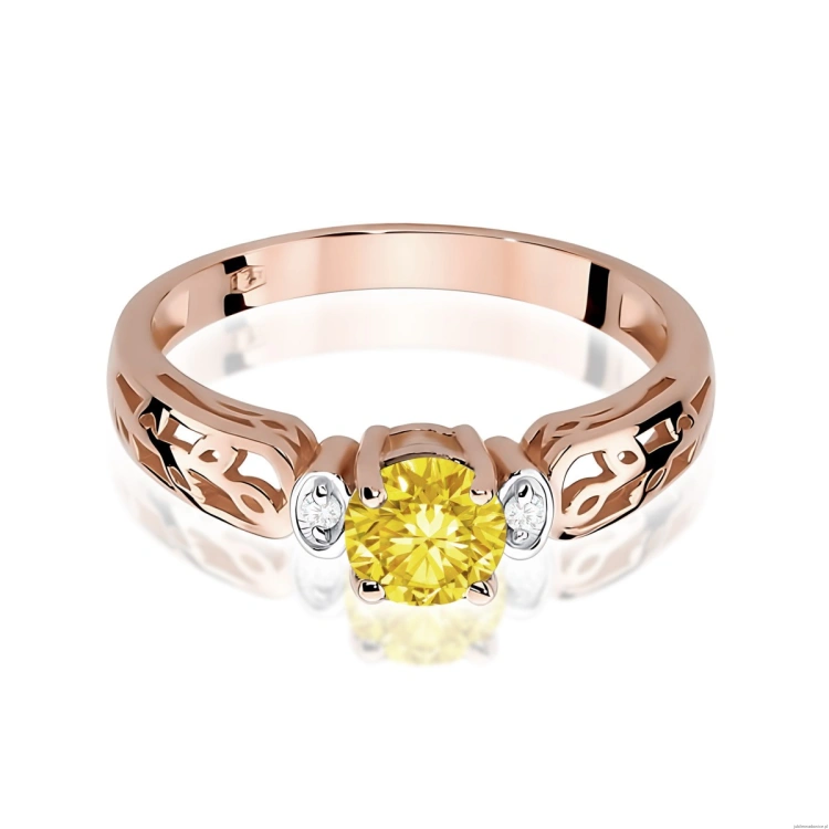 Pierścionek W0014 Diament Laboratoryjny żółty 0,50ct różowe złoto