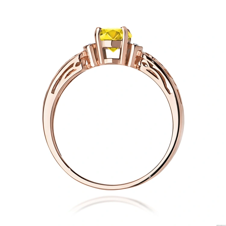 Pierścionek W0014 Diament Laboratoryjny żółty 0,50ct różowe złoto