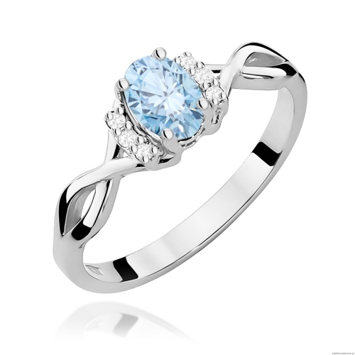 Pierścionek W0019 Diament Laboratoryjny niebieski 0,50ct białe złoto