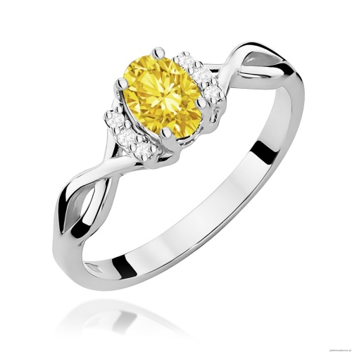 Pierścionek W0019 Diament Laboratoryjny żółty 0,50ct białe złoto
