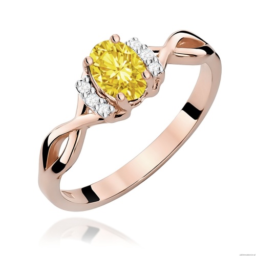 Pierścionek W0019 Diament Laboratoryjny żółty 0,50ct różowe złoto