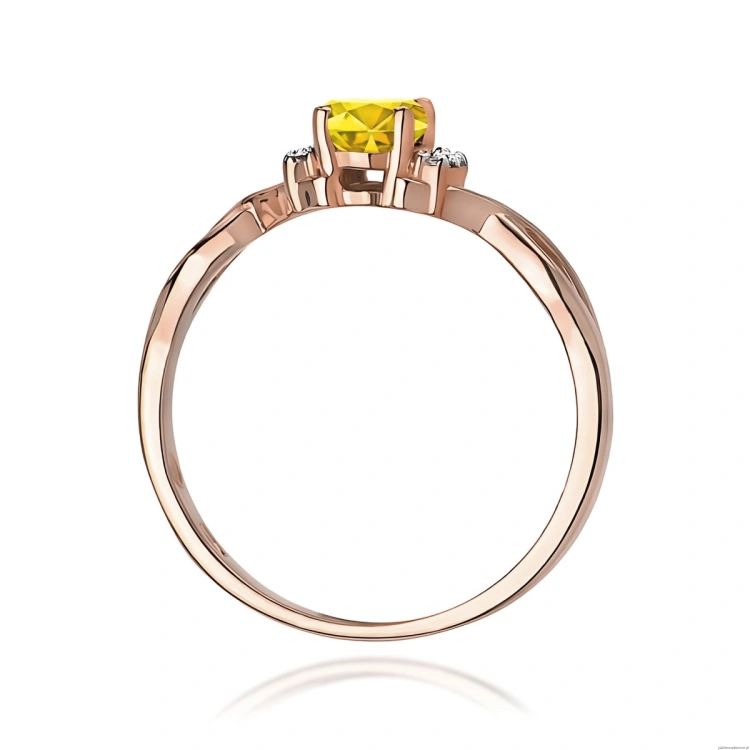 Pierścionek W0019 Diament Laboratoryjny żółty 0,50ct różowe złoto