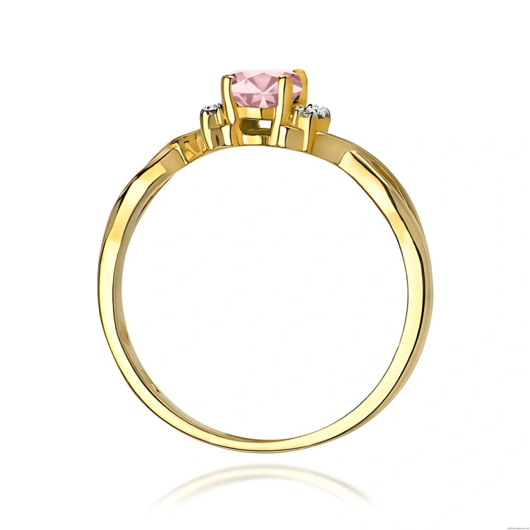 Pierścionek W0019 Diament Laboratoryjny różowy 0,50ct żółte złoto