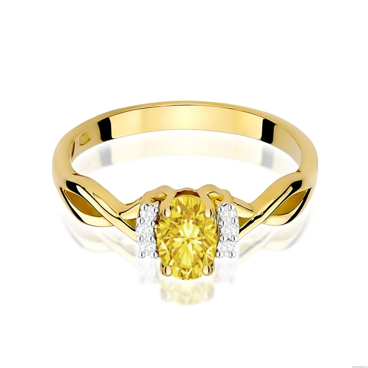 Pierścionek W0019 Diament Laboratoryjny żółty 0,50ct żółte złoto