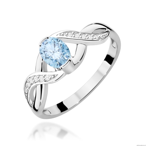 Pierścionek W0028 Diament Laboratoryjny niebieski 0,50ct białe złoto