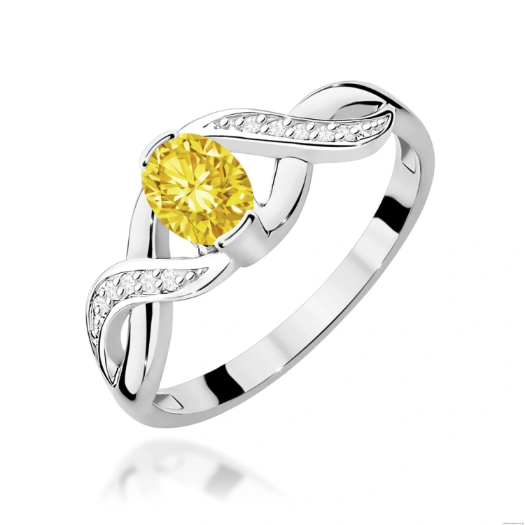 Pierścionek W0028 Diament Laboratoryjny żółty 0,50ct białe złoto
