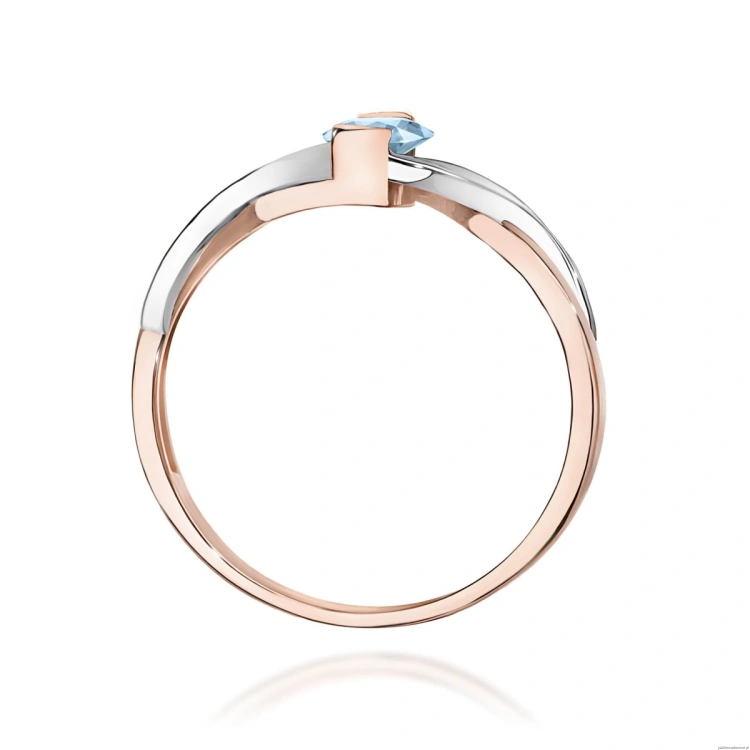 Pierścionek W0028 Diament Laboratoryjny niebieski 0,50ct różowe złoto