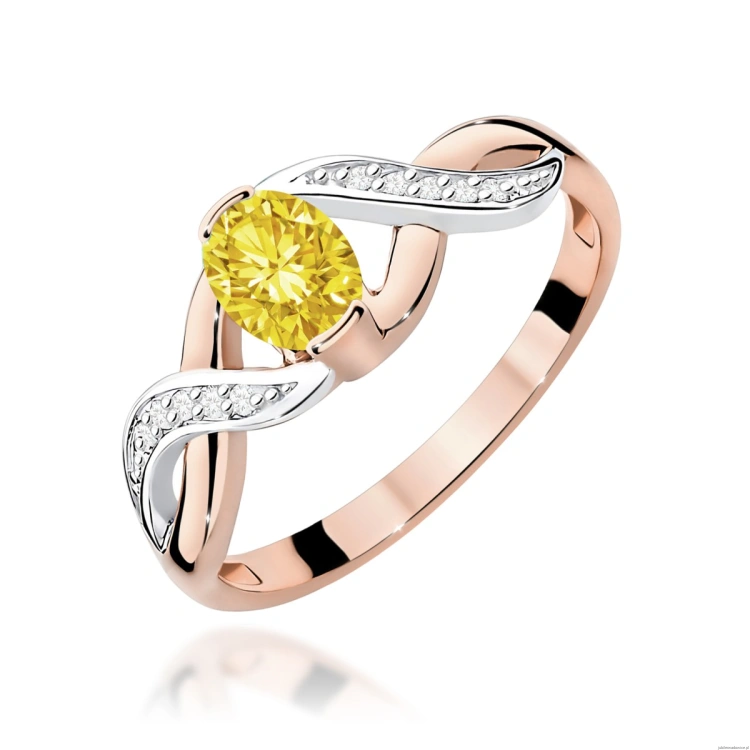 Pierścionek W0028 Diament Laboratoryjny żółty 0,50ct różowe złoto