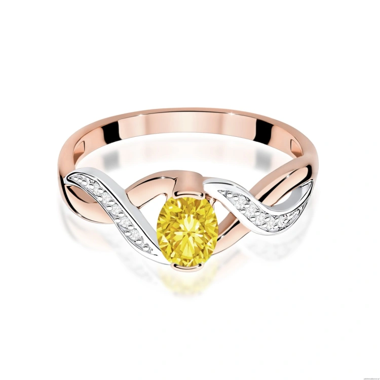 Pierścionek W0028 Diament Laboratoryjny żółty 0,50ct różowe złoto