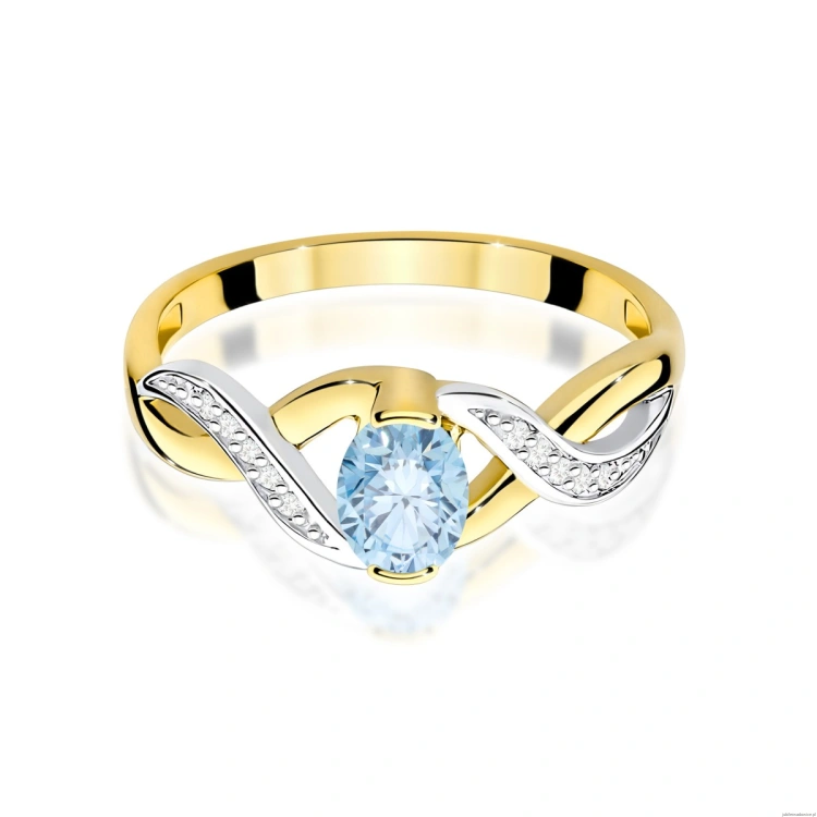 Pierścionek W0028 Diament Laboratoryjny niebieski 0,50ct żółte złoto