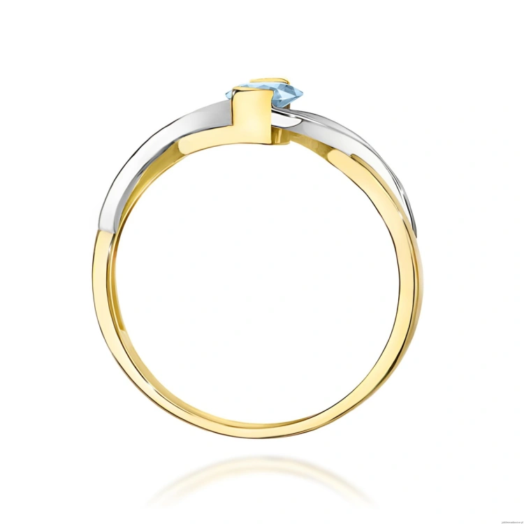 Pierścionek W0028 Diament Laboratoryjny niebieski 0,50ct żółte złoto