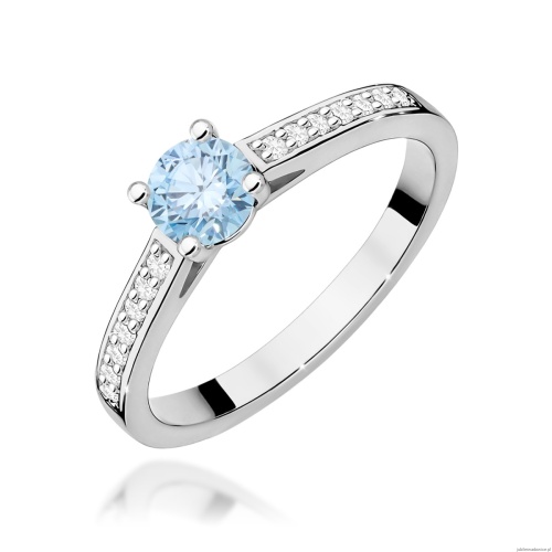 Pierścionek W0052 Diament Laboratoryjny niebieski 0,50ct  białe złoto