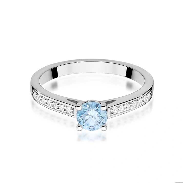 Pierścionek W0052 Diament Laboratoryjny niebieski 0,50ct  białe złoto