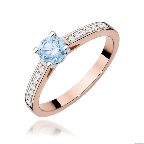 Pierścionek W0052 Diament Laboratoryjny niebieski 0,50ct różowe złoto