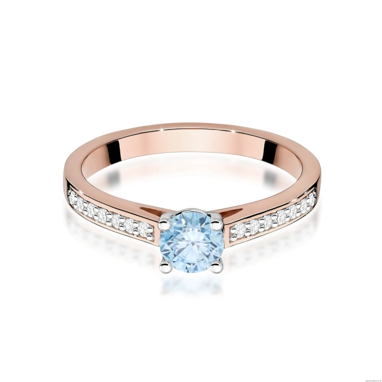 Pierścionek W0052 Diament Laboratoryjny niebieski 0,50ct różowe złoto