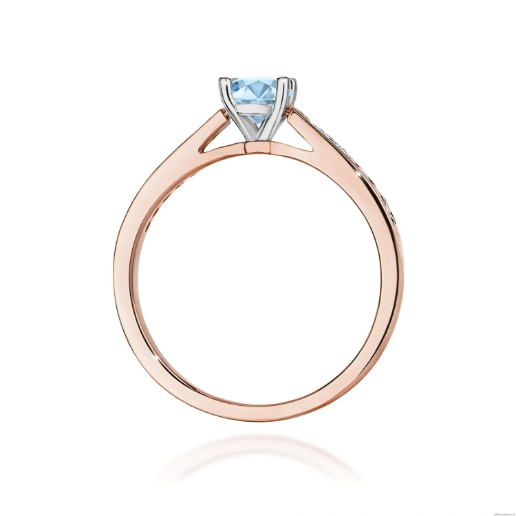 Pierścionek W0052 Diament Laboratoryjny niebieski 0,50ct różowe złoto