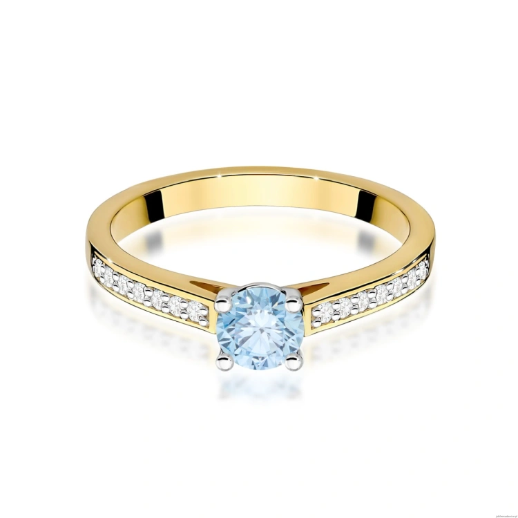 Pierścionek W0052 Diament Laboratoryjny niebieski 0,50ct żółte złoto