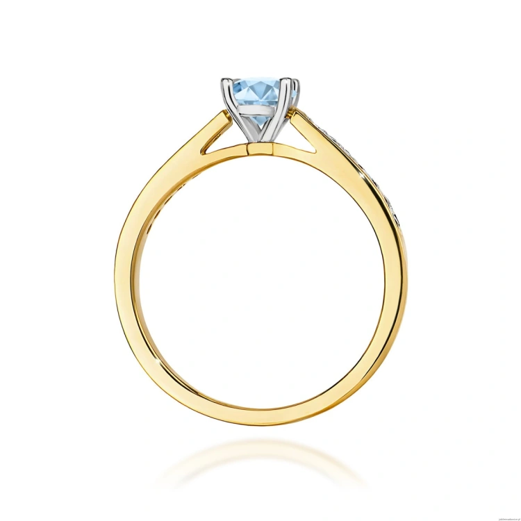 Pierścionek W0052 Diament Laboratoryjny niebieski 0,50ct żółte złoto