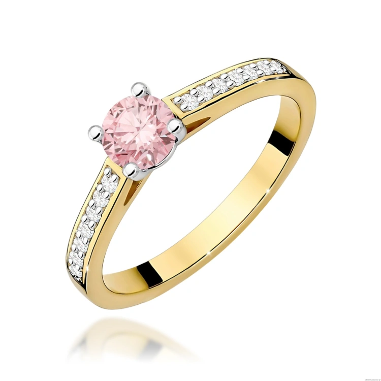Pierścionek W0052 Diament Laboratoryjny różowy 0,50ct żółte złoto