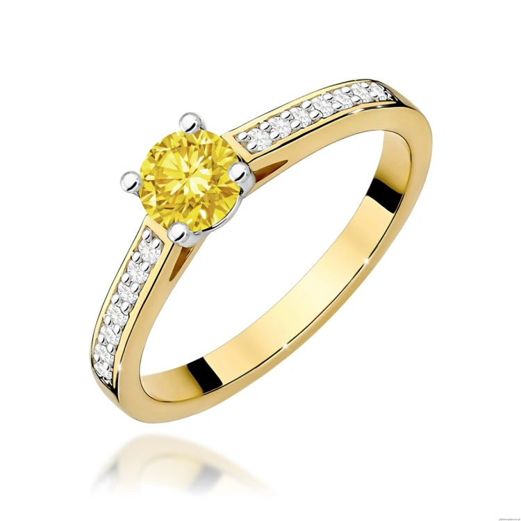 Pierścionek W0052 Diament Laboratoryjny żółty 0,50ct  żółte złoto