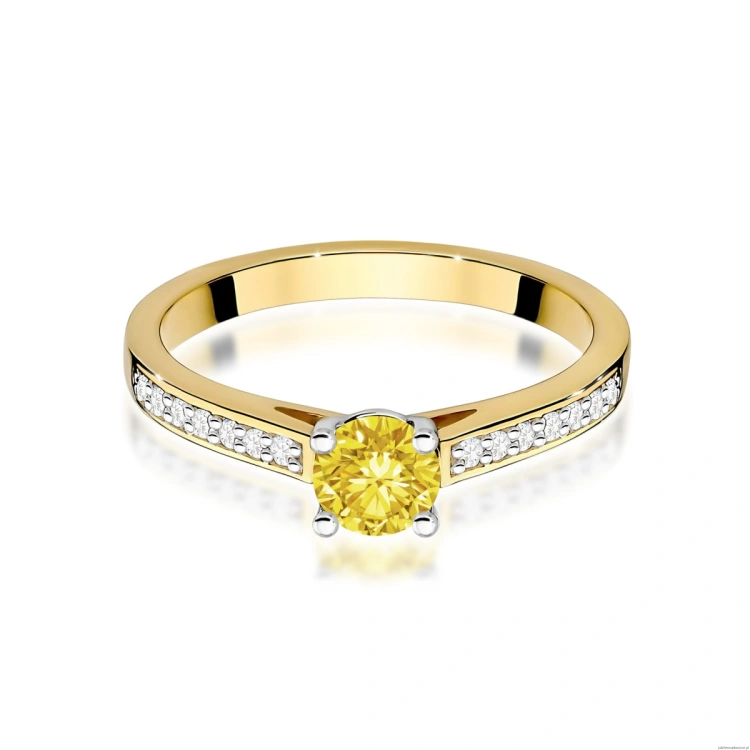 Pierścionek W0052 Diament Laboratoryjny żółty 0,50ct  żółte złoto